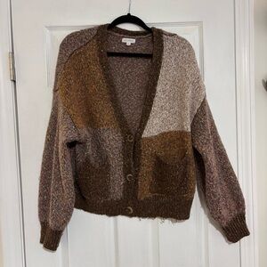 Blu Pepper Brown and Tan Colorblock Cardigan